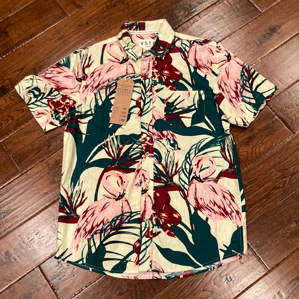 Men’s VSTR Premium Tropical Flower Button Front Shirt Size Small NEW